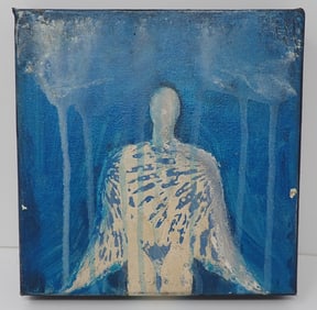 Signed Outsider Art Oil on Canvas Painting