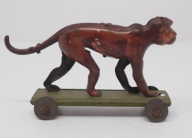 Monkey Tin Penny Pull Toy