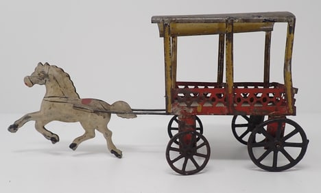 Early Tin Horse Drawn Wagon