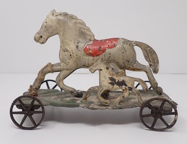 Early Horse & Colt Tin Pull Toy