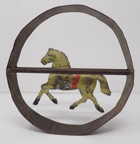 Horse Hoop Tin Rolling Toy