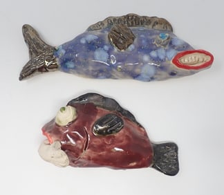 Grotesque Face Pottery Fish