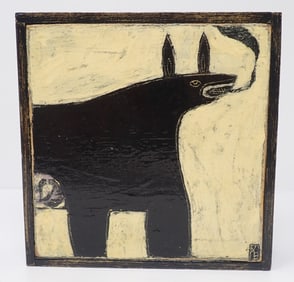 Joel Engel Outsider Acrylic Art on Wood