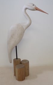Signed Wooden Egret