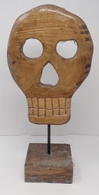 Wooden Skull Sculpture