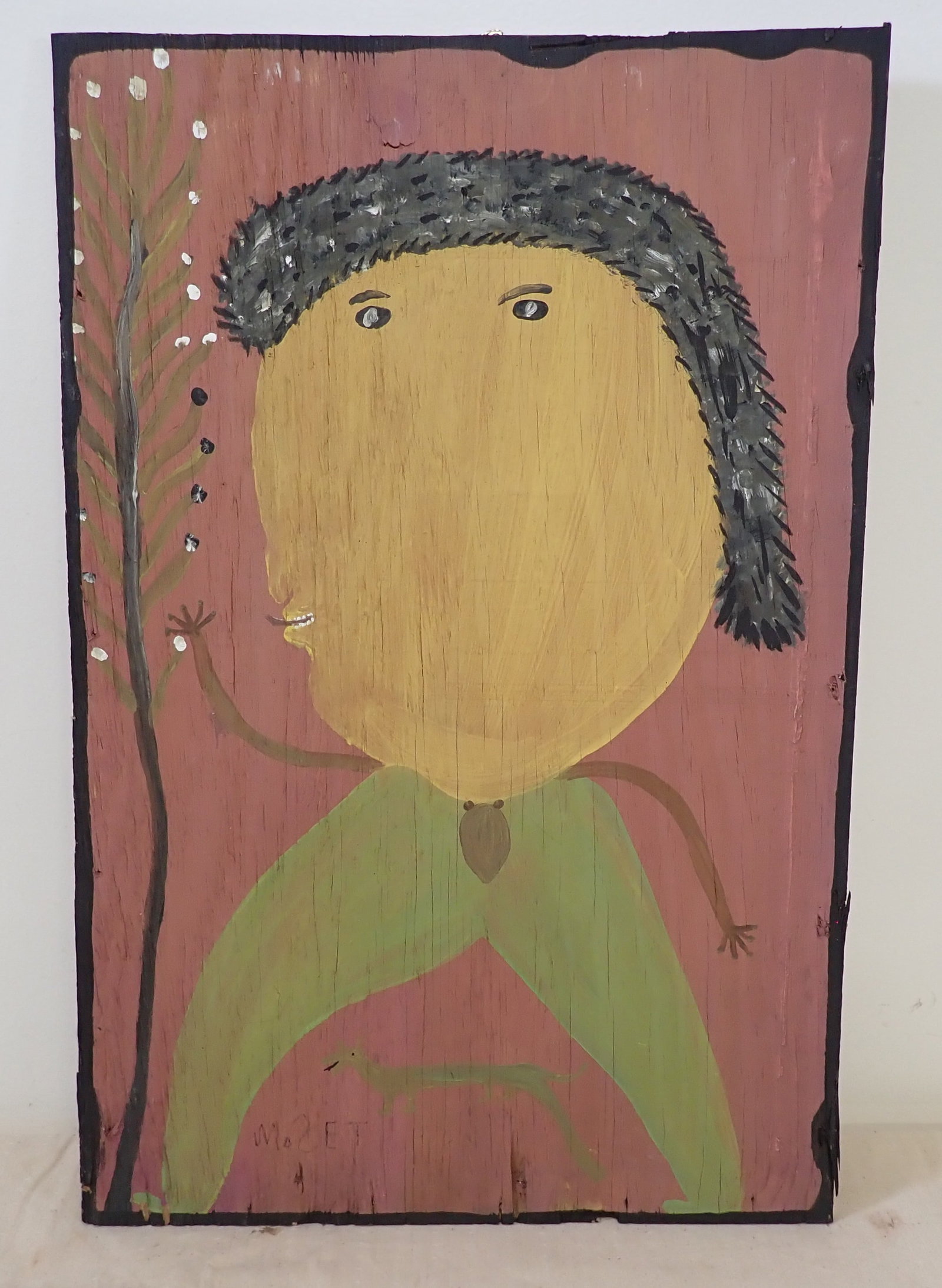 Mose Tolliver Outsider Art: Mose T Outsider art on wood. Apprx 18 1/4" x 27 1/2". Shipping available ($25 handling charge, plus postage)