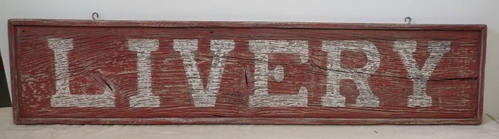 Livery Sign in Red Paint