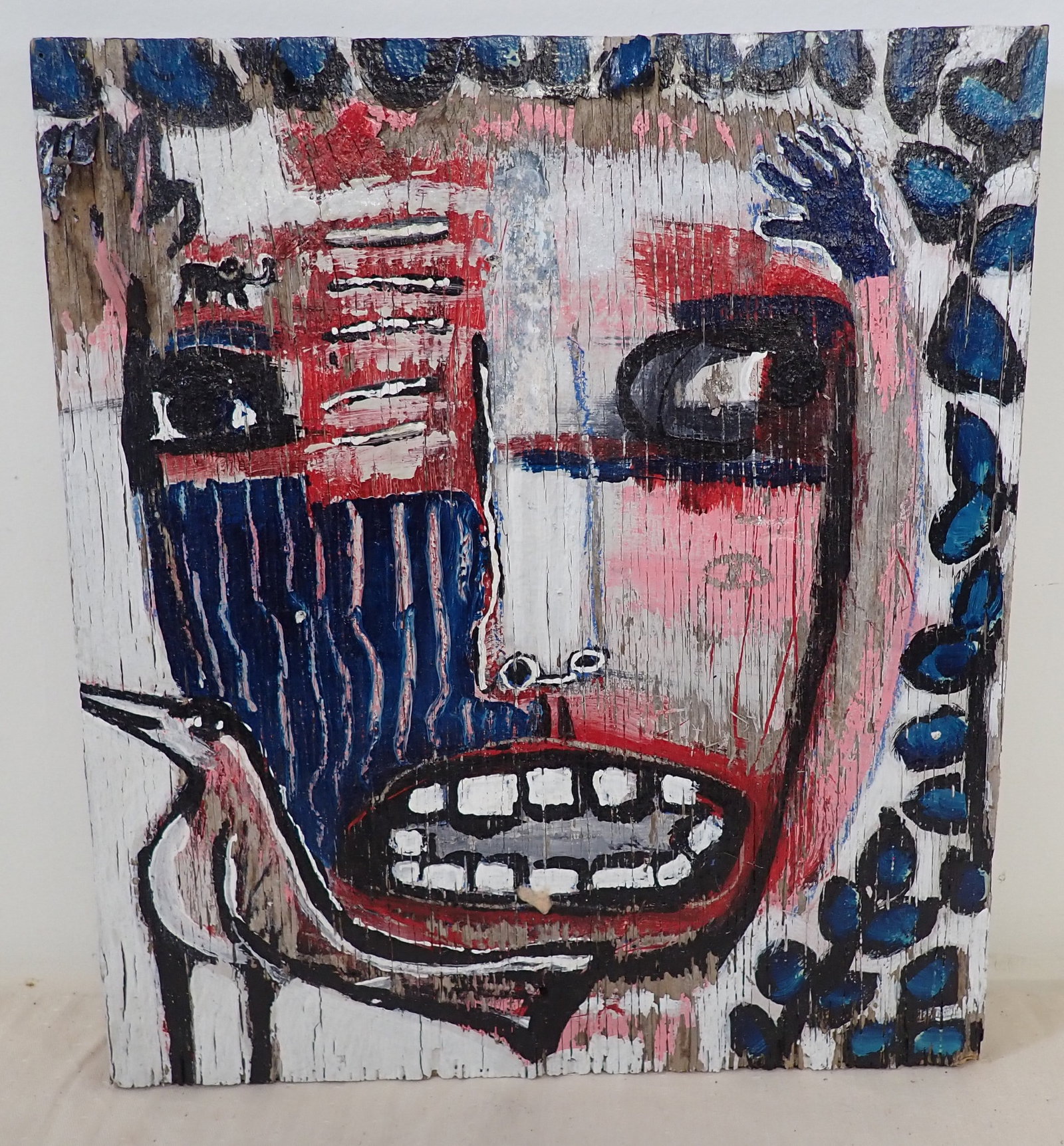 2010 T-Marie Nolan Outsider Art Acrylic on Board: Titled "Feelin All Right". Appro 16" x 18". Shipping available