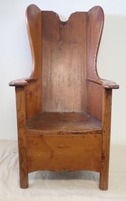 Primitive Pine Wingback Armchair