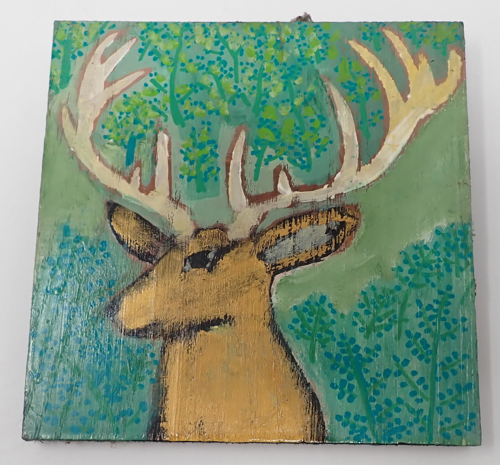 T-Marie Nolan Deer Acrylic on Board: 2023 - Approx 7 1/2" x 7 1/2". Shipping available