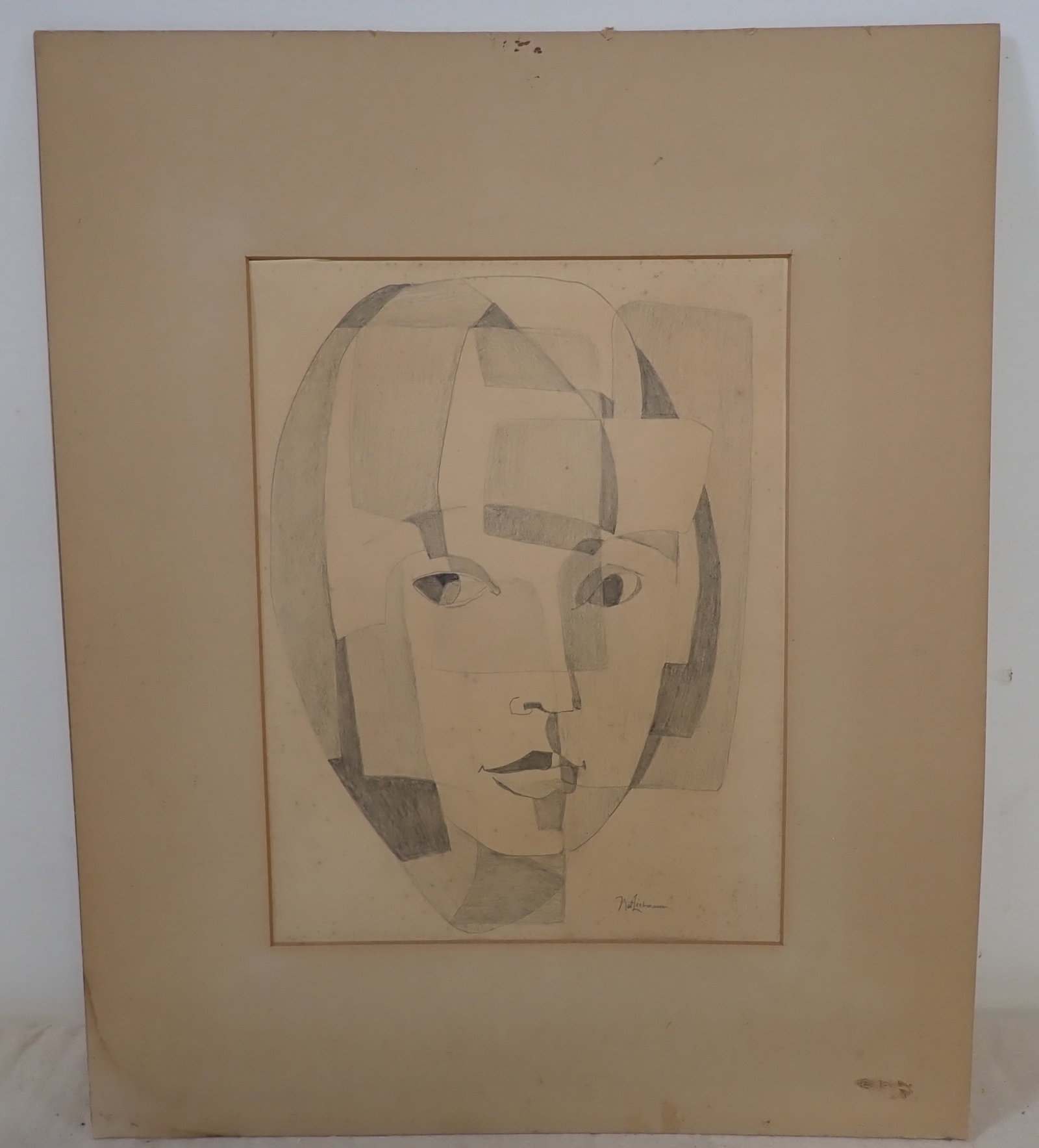 Drawing of Face Signed: Approx 15 1/2" x 18 3/4". Shipping available