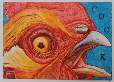 2014 Dion Hitchings "Cock" Outsider Art Rooster