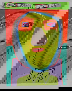 Robert Bob Hoke Louis Vuitton Outsider Art: Painting on paper/canvas is approx 9" x 12". Shipping available