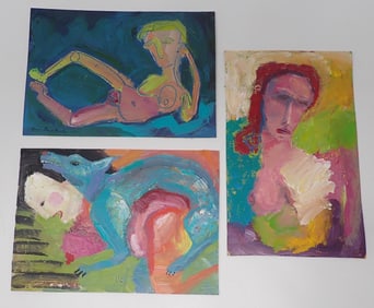 3 Kim Robertson Nude Acrylic Paintings