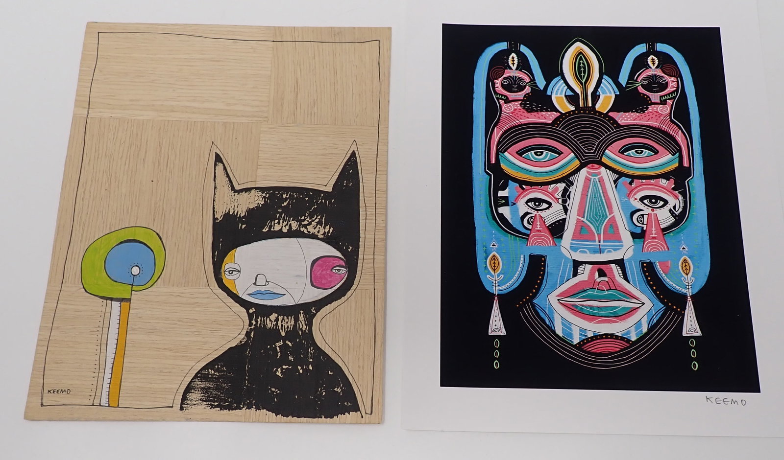 Keemo Outsider Art Acrylics: Largest is approx 8" x 10". Shipping available