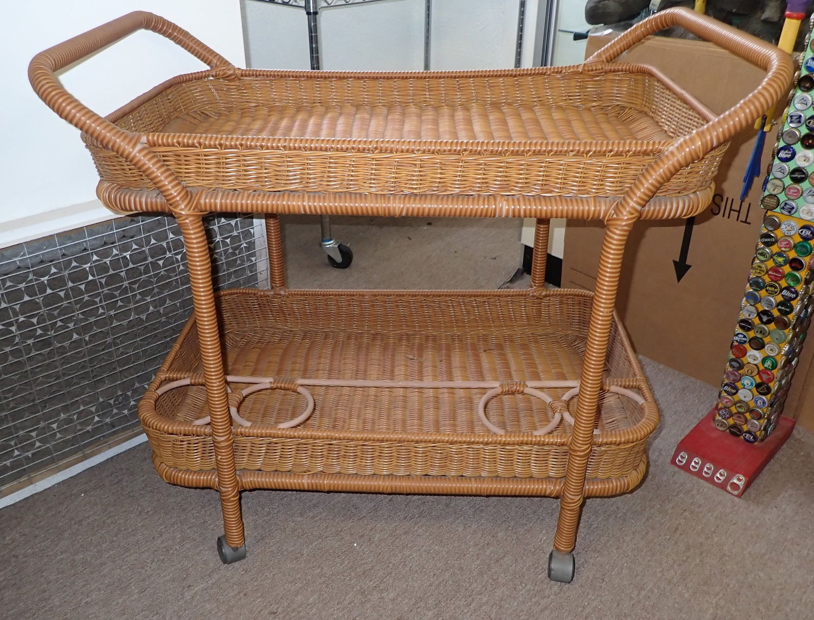 Faux Wicker Liquor Cart (1 of 2)