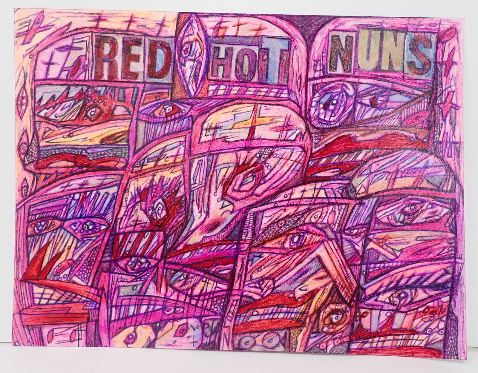 Dion Hitchings Red Hot Nuns Art: Marker and ink on art paper. Apprx 9" x 12". Shipping available