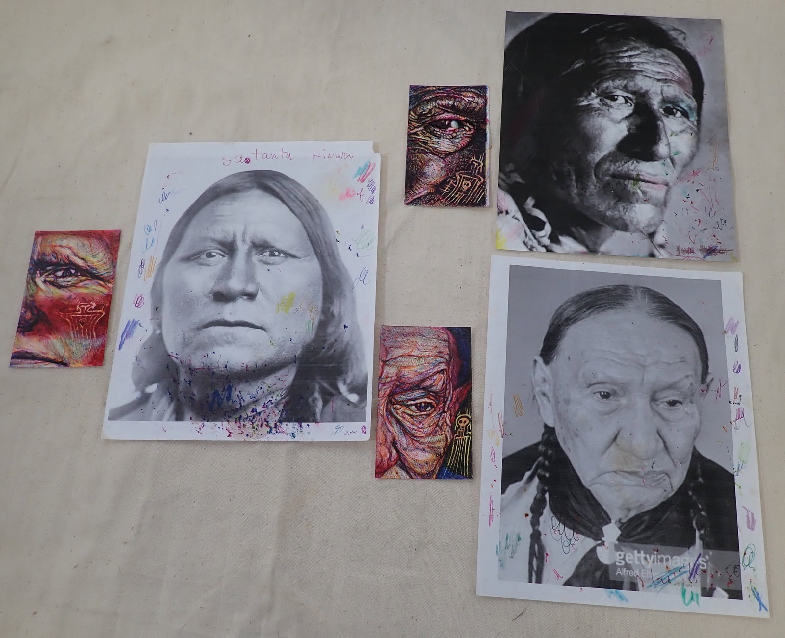 Dion Hitchings Native American Outsider Art: Apprx 3" x 5". One is not signed. Shipping available