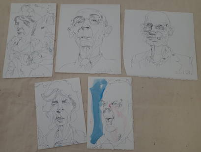 Joe Ciardiello Pen & Ink Drawings: Largest is approx 8 1/2" x 8 1/2". All are signed. One is double sided. Shipping available
