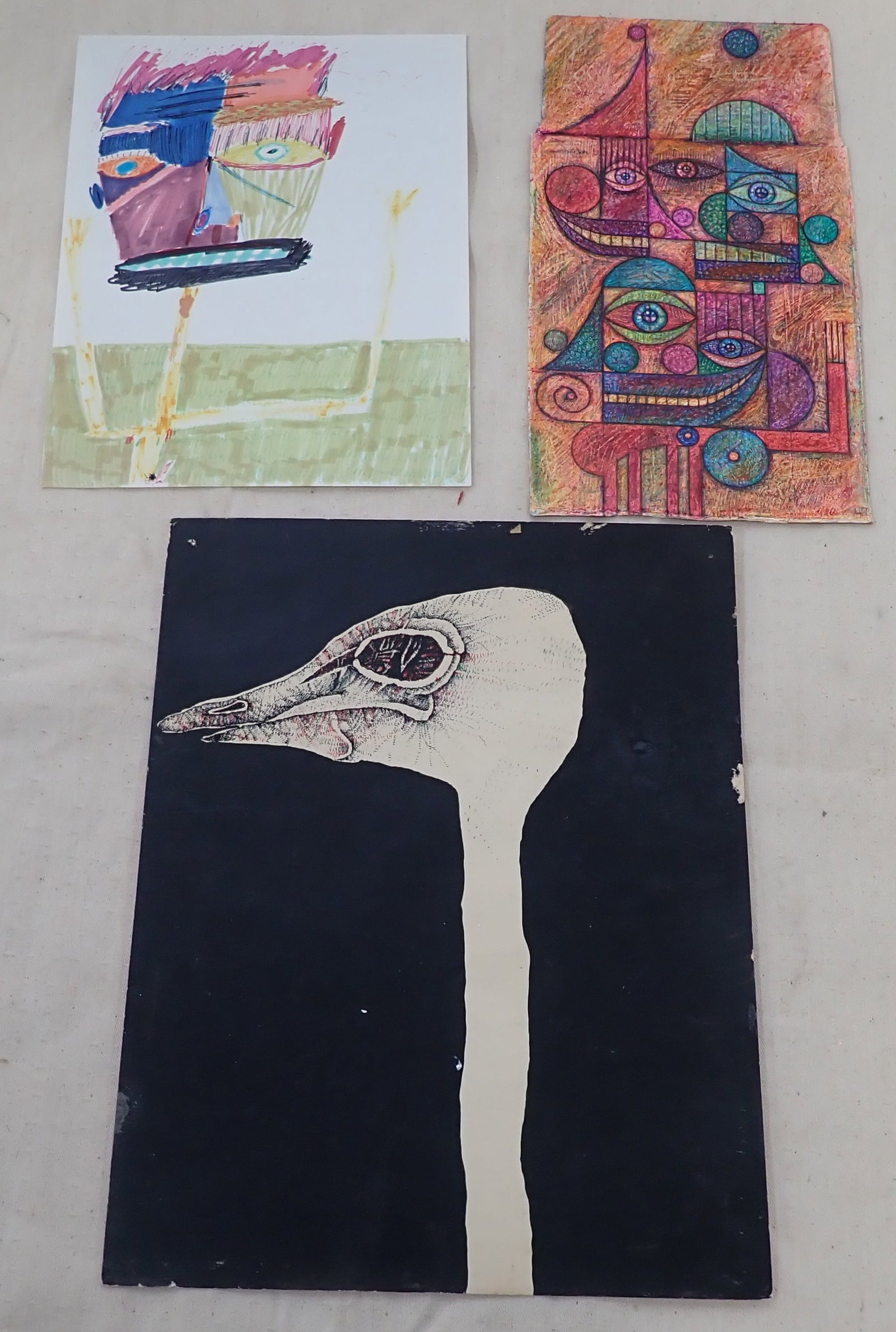 Dion Hitchings Outsider Art: These are not signed. Largest is apprx 11" x 14". Shipping available