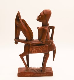 Hand Carved Burro Wood African Woman