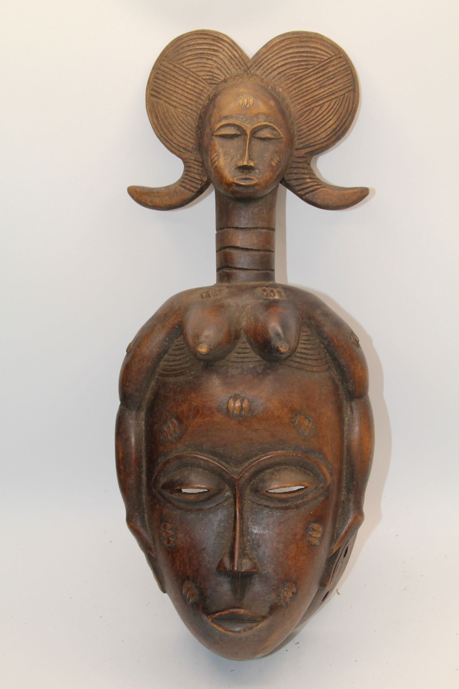 Ivory Coast Baule West Africa Wood Mask: Apprx 7" x 16 1/2". Shipping available