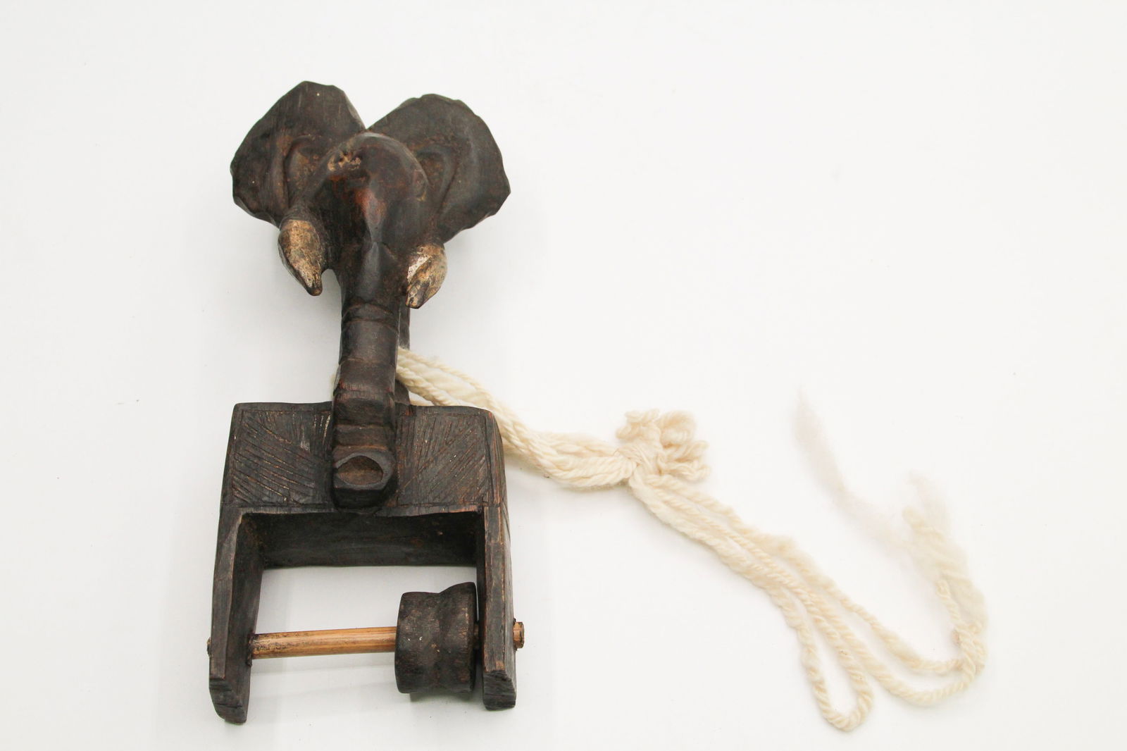 Ivory Coast Senufo Loom Elephant Heddle Pulley: Heddle Pulley - Approx 1 5/8" x 3 5/8" x 8 7/8" tall. Shipping available