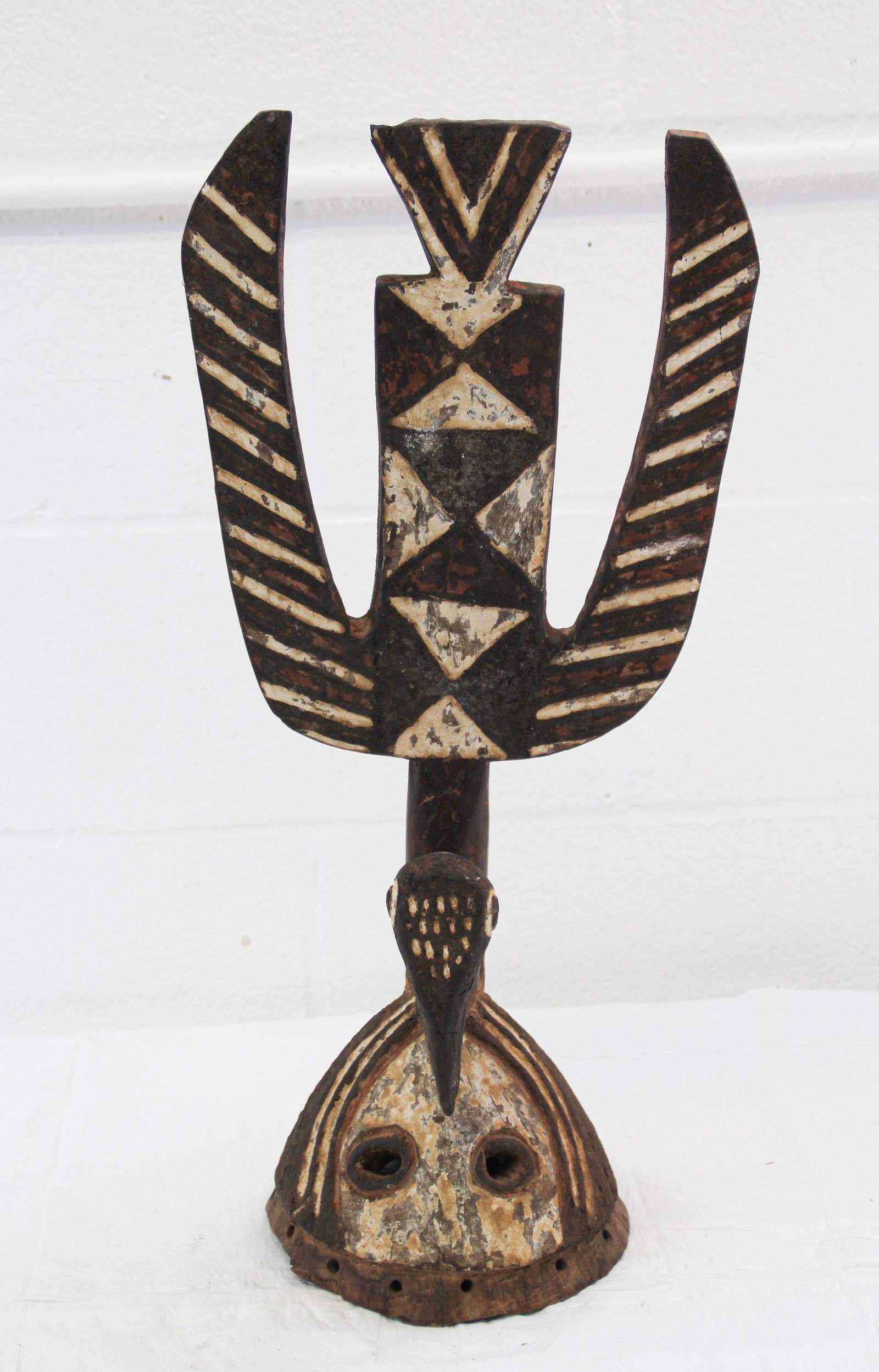 Burkina Faso Helmet West Africa: Approx 23" tall. Shipping available ($25 handling charge, plus postage)