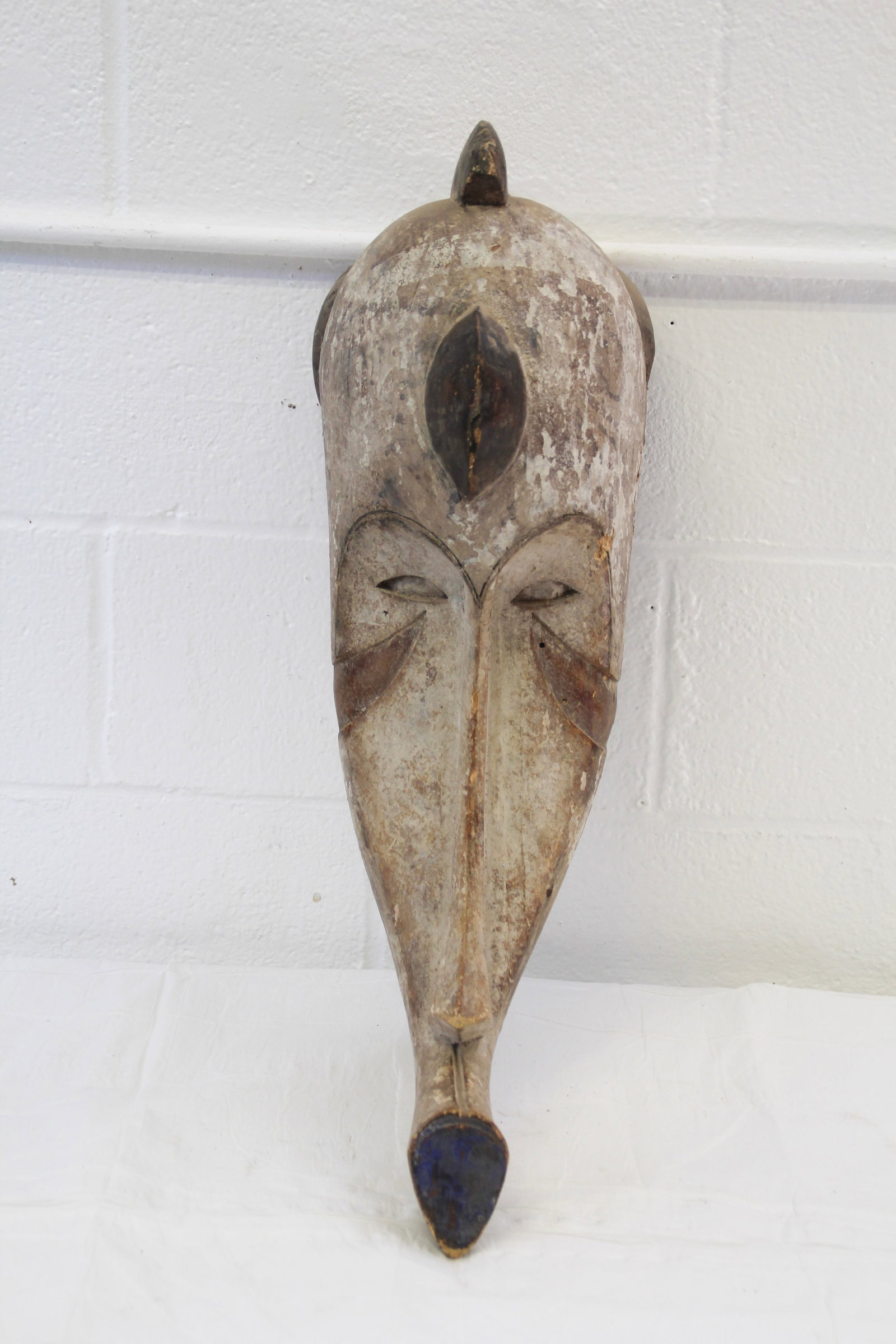 Fang Gabon Mask: Approx 9" x 26 1/2". Shipping available ($30 handling charge, plus postage)