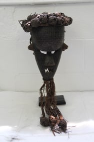 Salampasu Tribe Wood & Woven Copper Mask