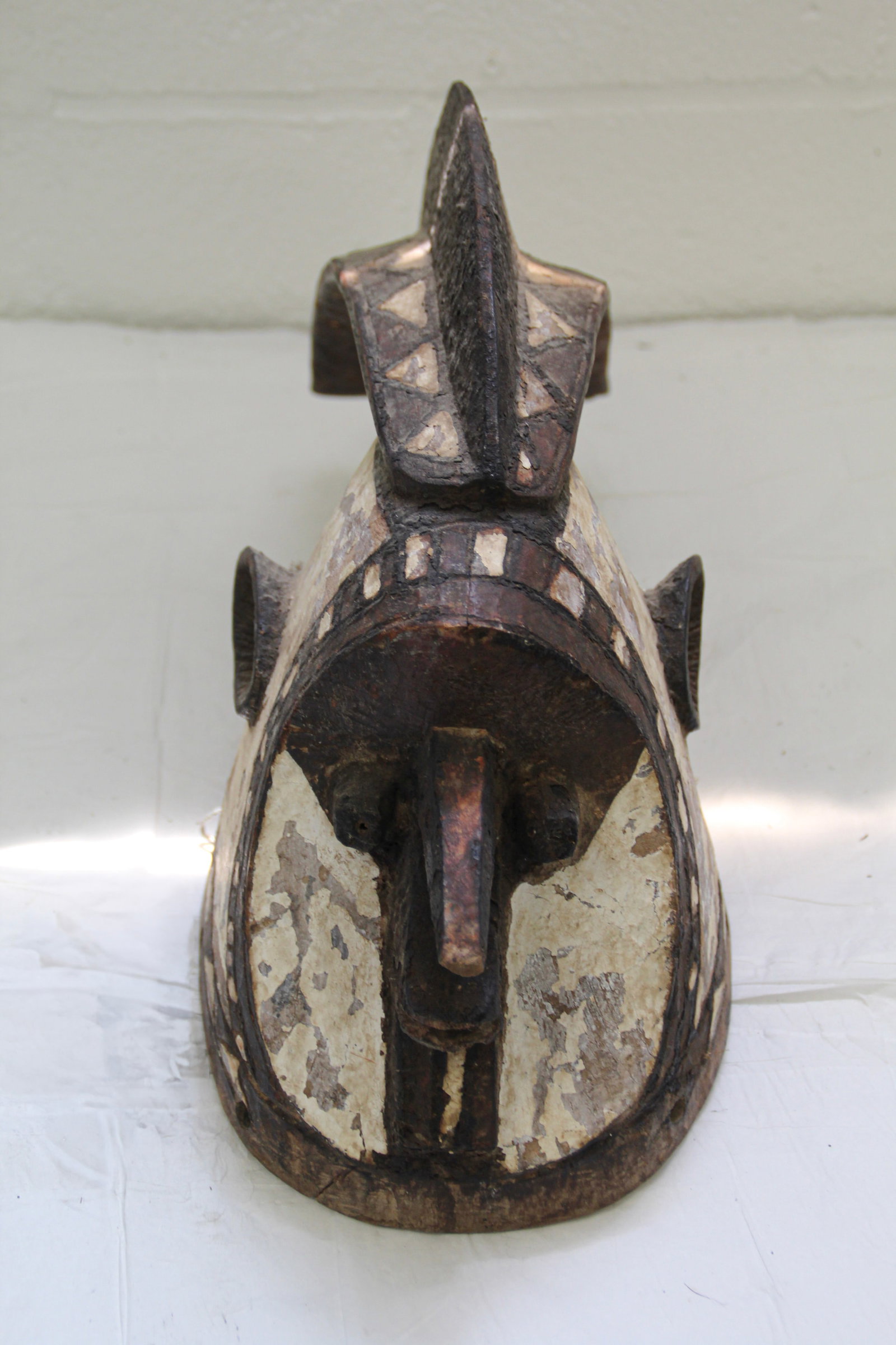 Songye Tribal Mask: Approx 7 3/4" x 21". Shipping available ($25 handling charge, plus postage)