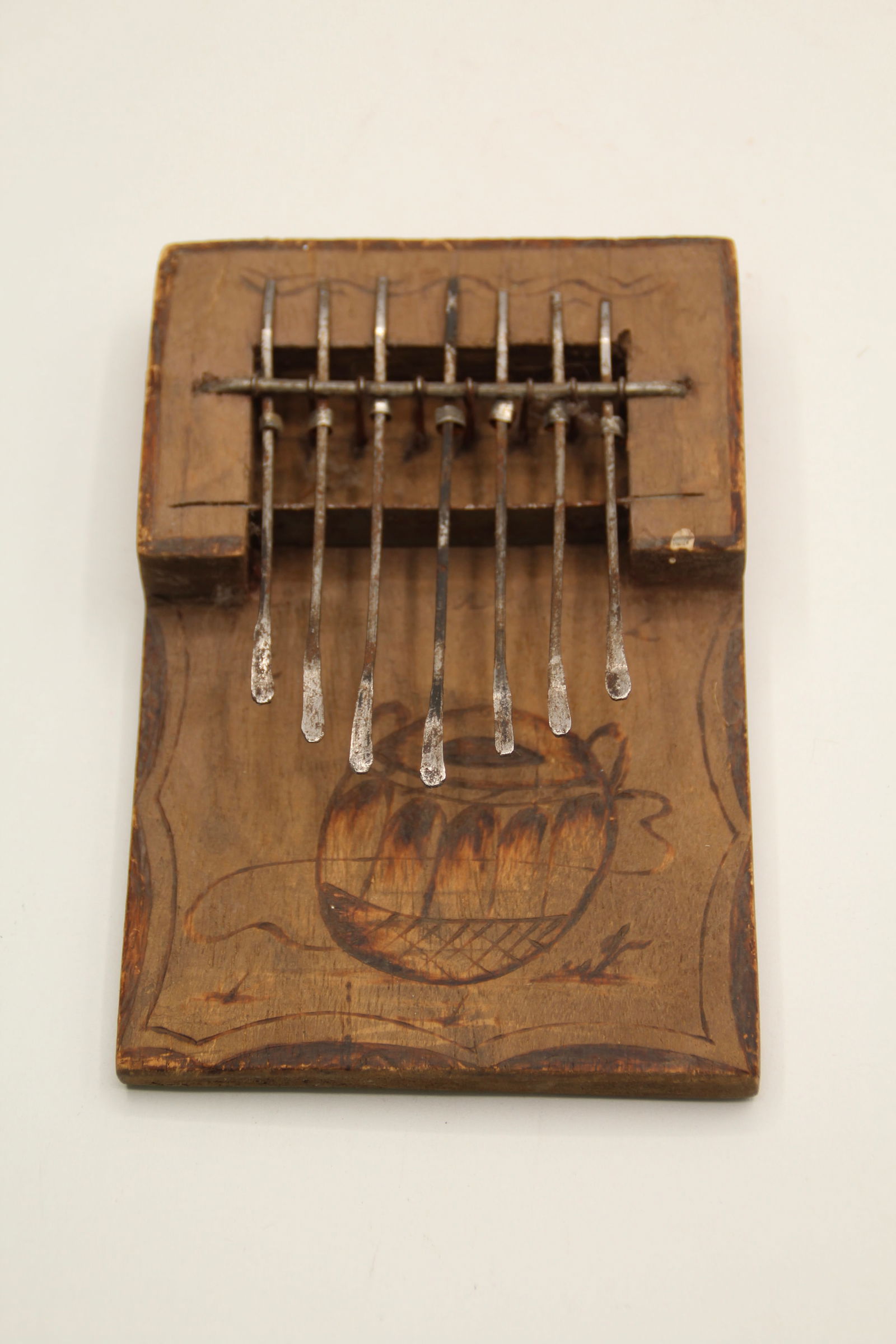 African Thumb Piano: Approx 4 3/4" x 7". Shipping available