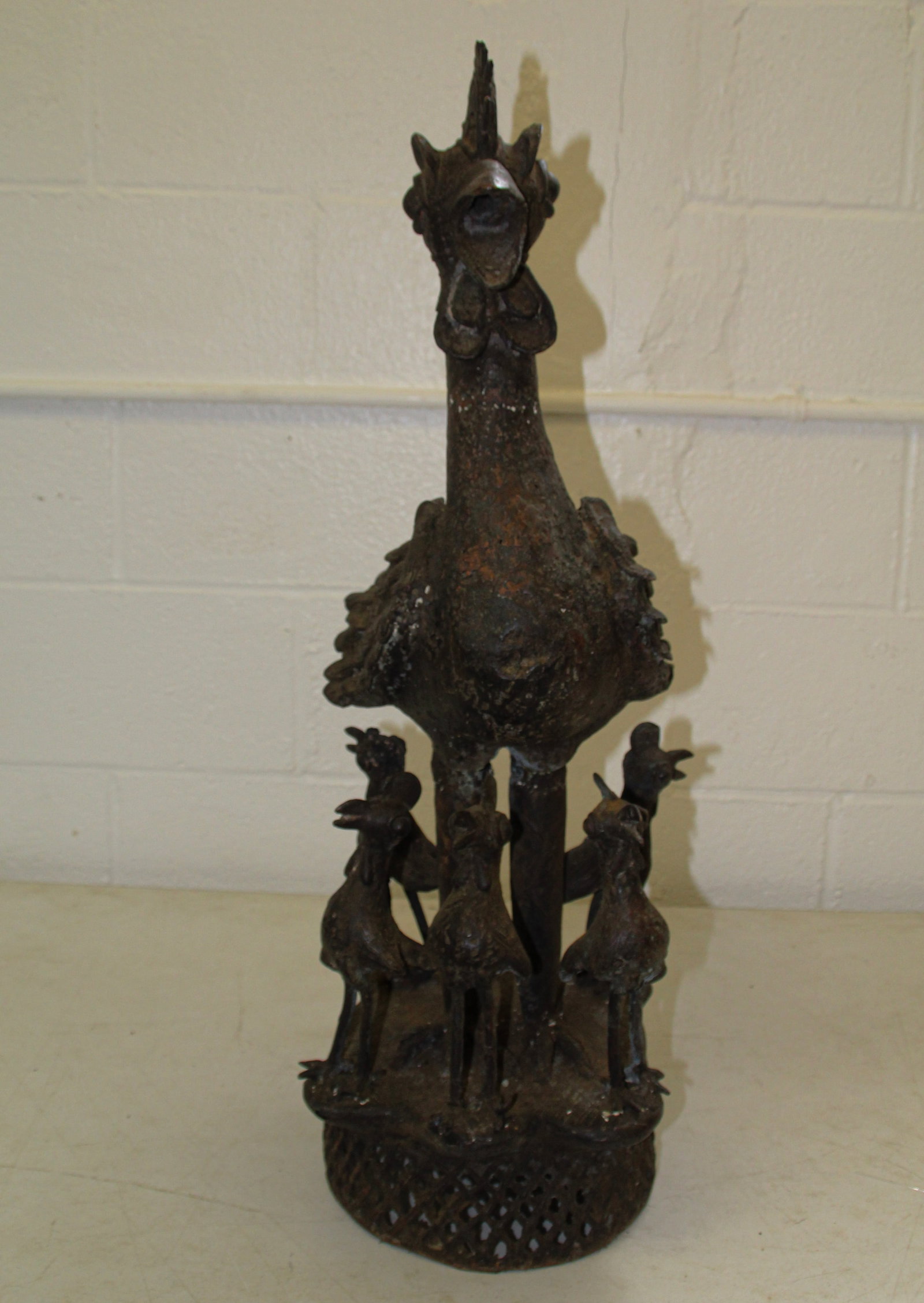 Bronze Hen / Chicken: Approx 9 1/2" x 10" x 31 3/4" tall. No in house shipping !