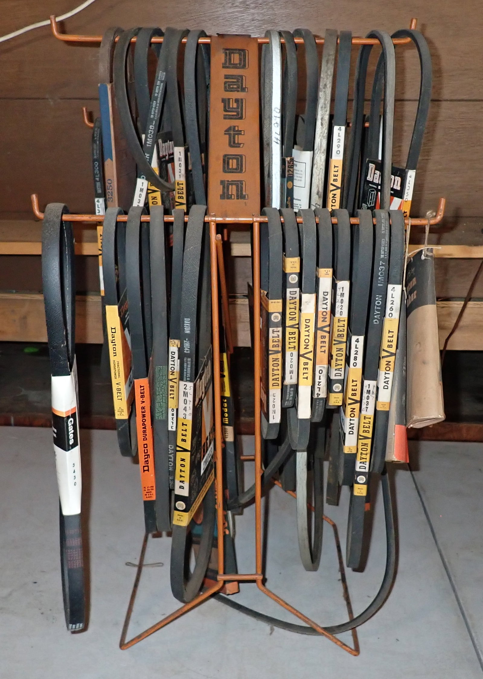 Dayton Belt Display Rack: Approx 12" x 12" x 29 1/2" tall. No in house shipping !