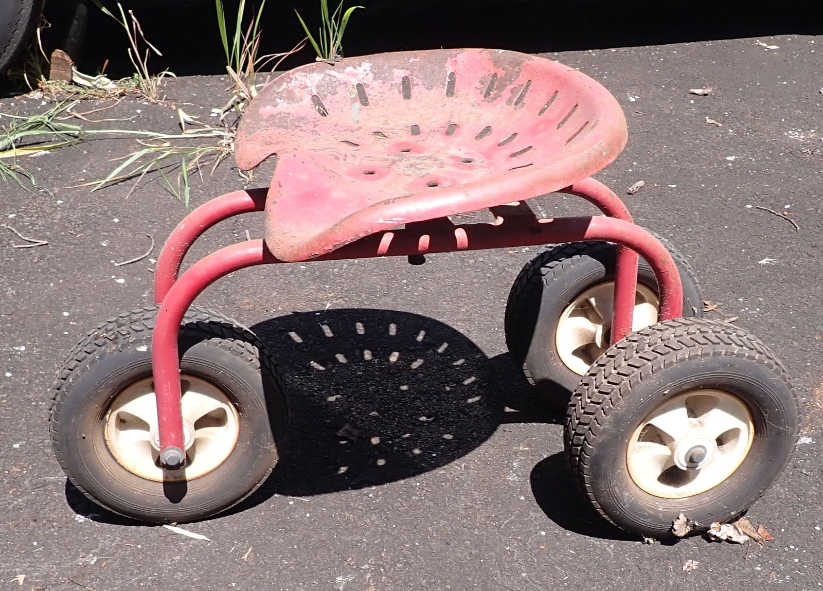 Rolling Garden Stool: Has hard rubber tires. No in house shipping