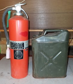 US Fuel Can & Red Flo Fire Extinguisher