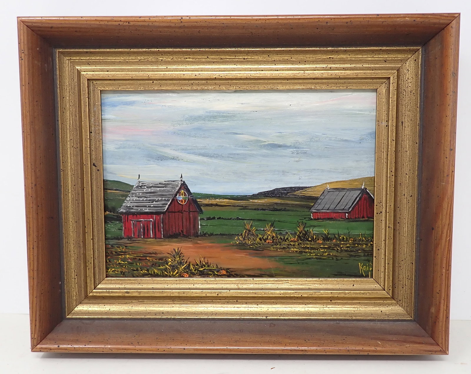 G. Beisel Knipe Oil on Board Barn Painting: Approx 7 1/2" x 9 3/8" . Shipping available