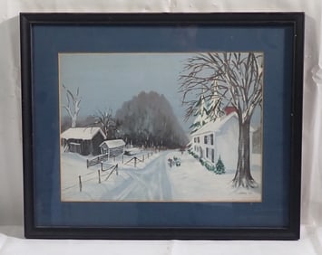1969 S.E. Bell Winter Scene Oil Painting