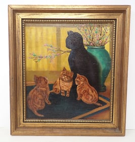 Cats Oil on Board Painting
