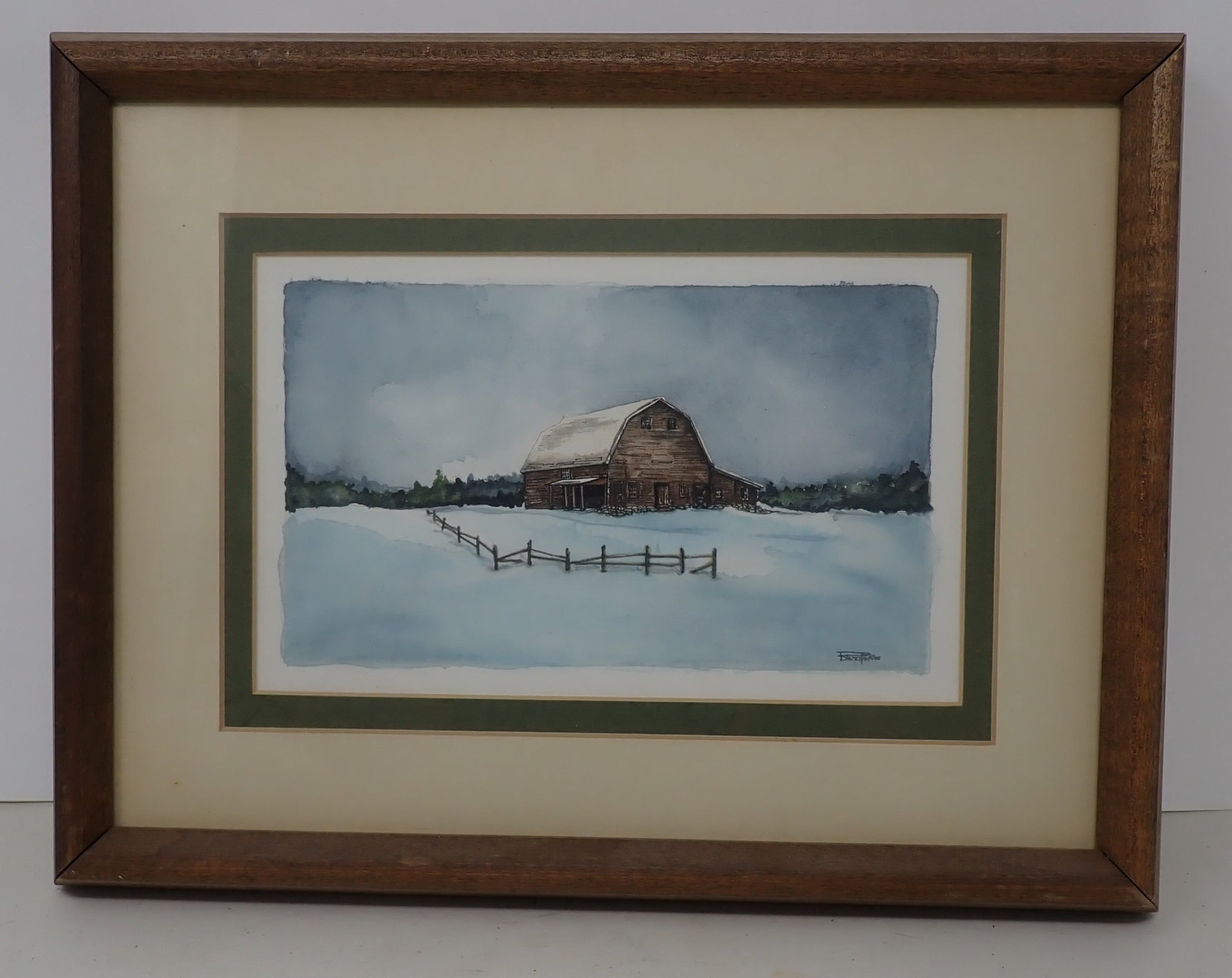 Bruschini Barn Scene Watercolor: Approx 10 1/4" x 13 1/4". Shipping available