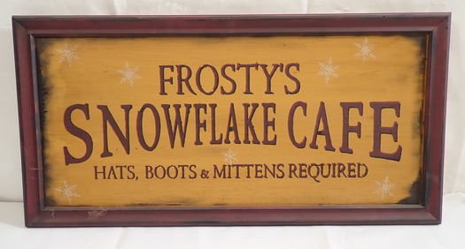 Frosty's Snowflake Café Wooden Sign
