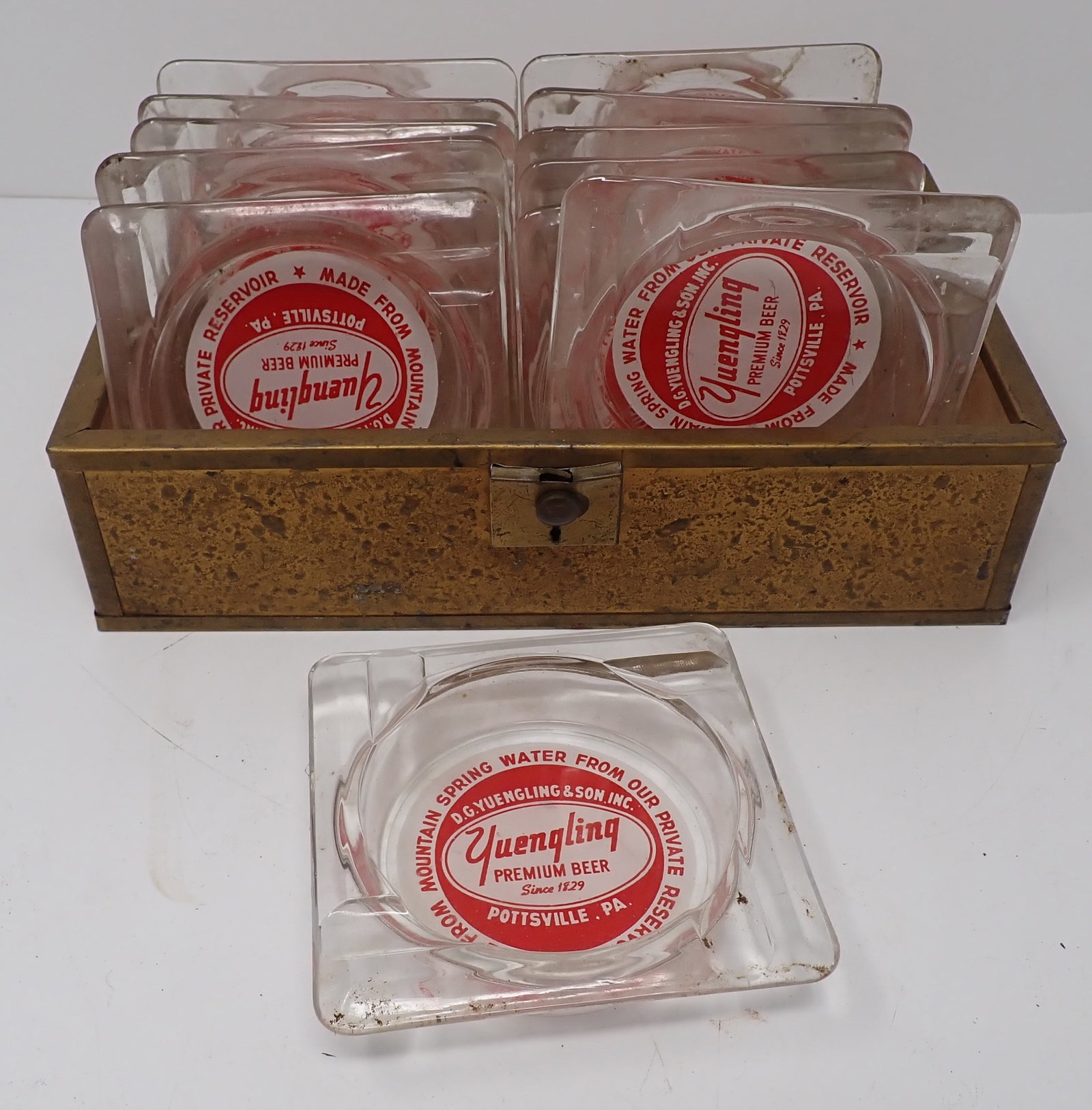 12 Yuengling Pottsville Pa Beer Ashtrays: Approx 4 1/4" x 4 1/4". Shipping available