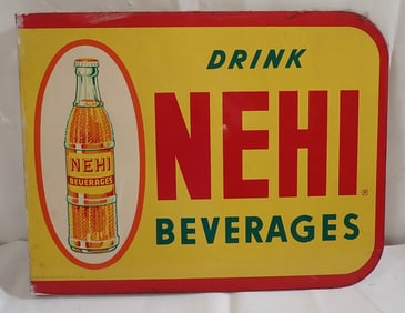 Drink Nehi Beverages Porcelain Flange Sign