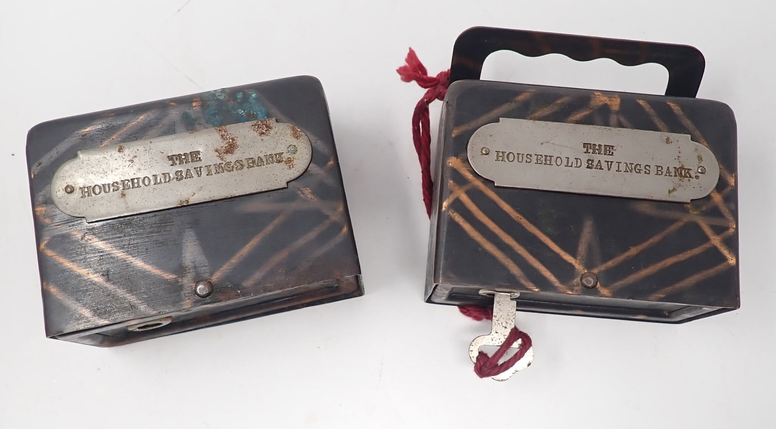 2 Household Savings Still Banks: Approx 2 1/4" X 4 1/4" x 3" tall. Shipping available