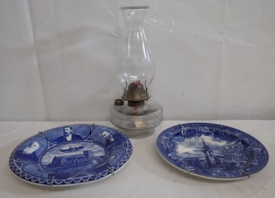 Oil Lamp & Historical Plates