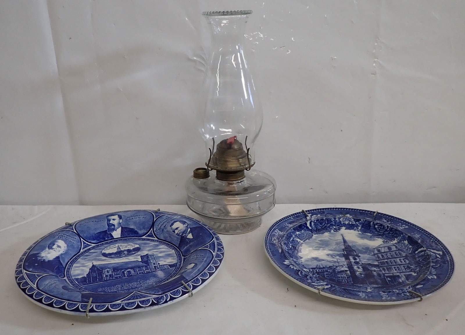 Oil Lamp & Historical Plates: Shipping available