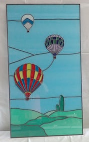 Hot Air Balloon Stained Glass Panel