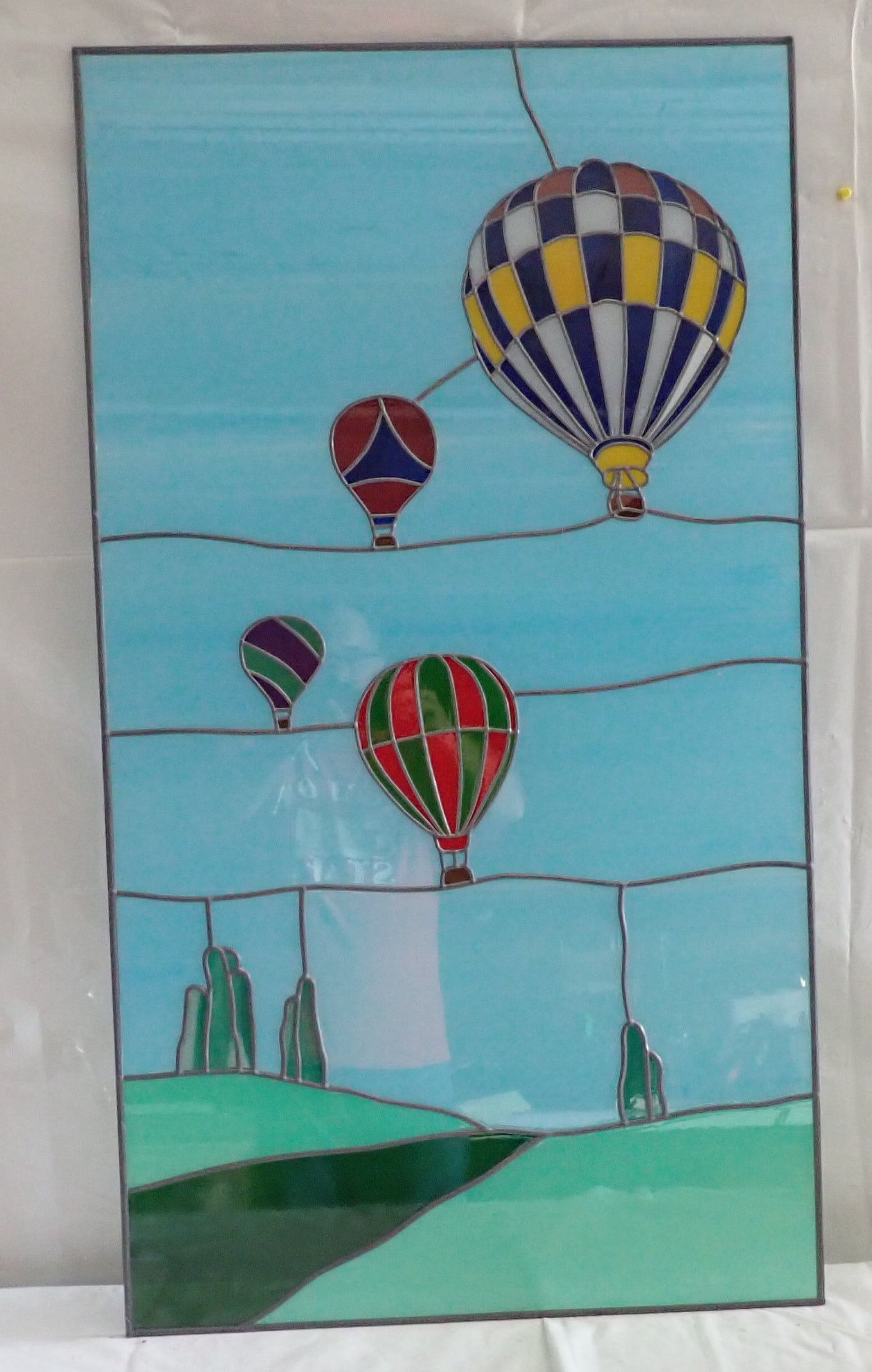 Hot Air Balloon Stained Glass Panel (1 of 1)