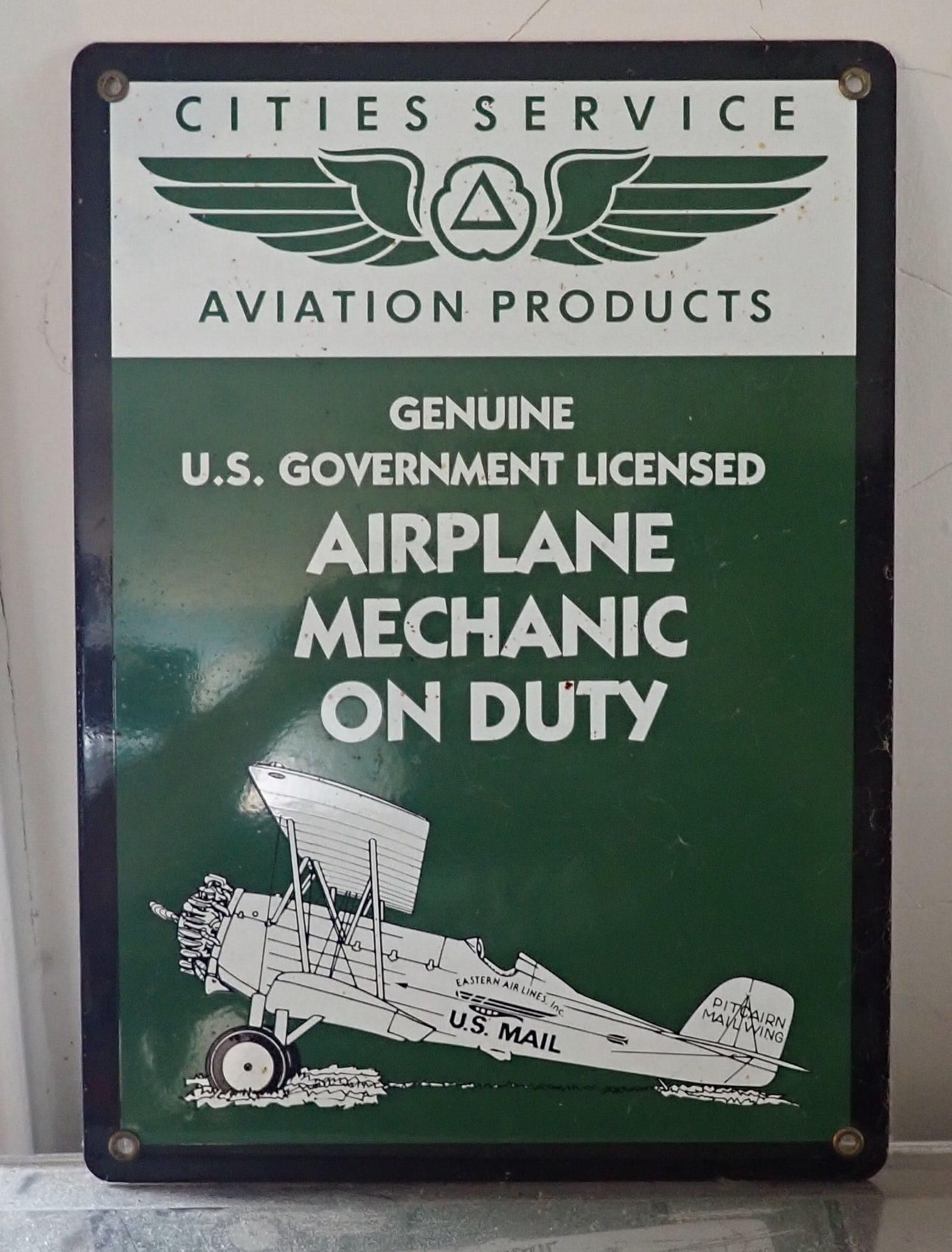 Cities Service Aviation Porcelain Sign: Repro sign is approx 10" x 14". Shipping available