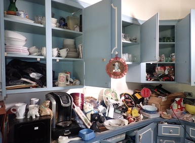 Contents of Kitchen Counter , Cabinets , & Drawers